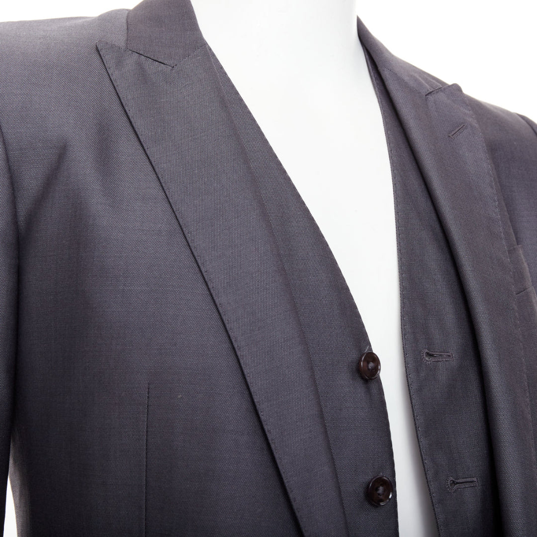 DOLCE GABBANA Martini grey wool silk single breast full canvas 3 pc suit IT44 XS