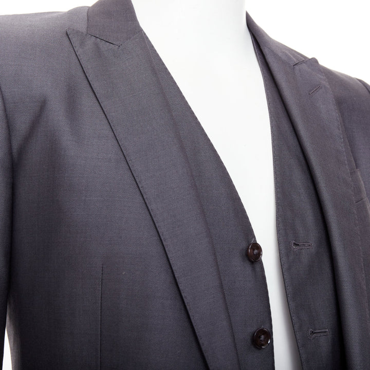 DOLCE GABBANA Martini grey wool silk single breast full canvas 3 pc suit IT44 XS