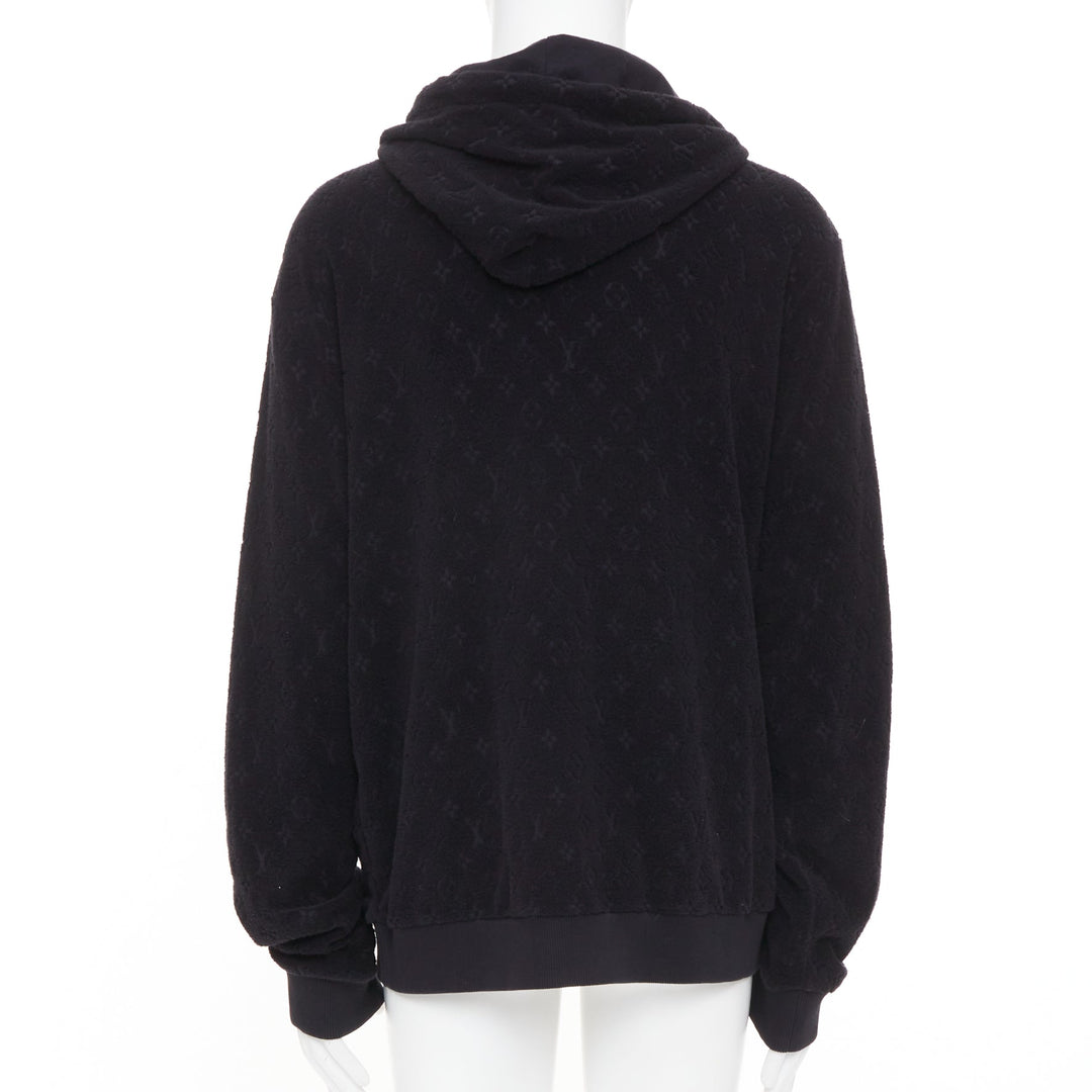 LOUIS VUITTON 2023 Monogram debossed French terry zip up hoodie outerwear XL