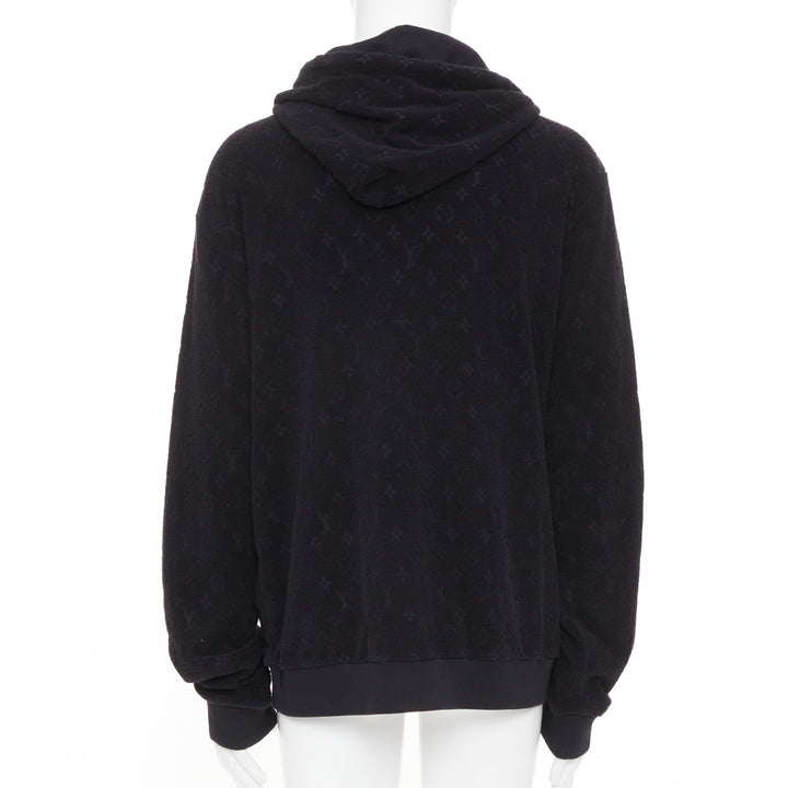 LOUIS VUITTON 2023 Monogram debossed French terry zip up hoodie outerwear XL