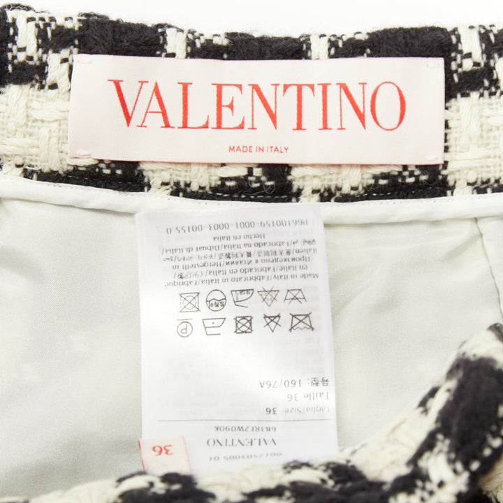 VALENTINO 2024 black white houndstooth tweed slash pocket shorts IT 36 XXS