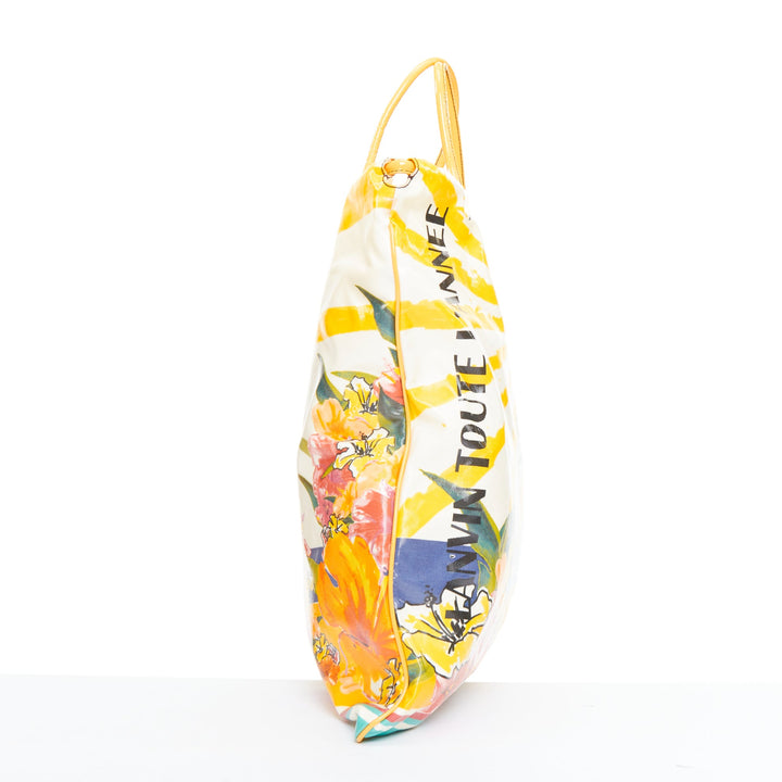 LANVIN 2009 yellow toute lannee print laminated canvas tote bag