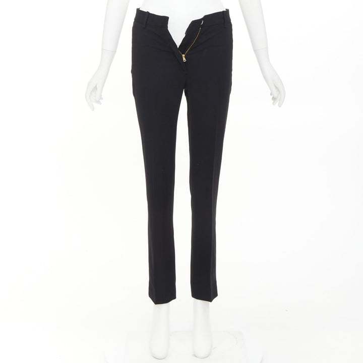 OLD CELINE Phoebe Philo black high waisted pockets minimal cropped trousers FR34