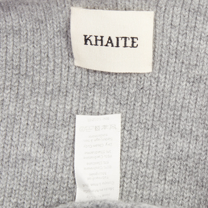 KHAITE The Scarlet grey cashmere blend geometric cuff V neck cardigan XS
