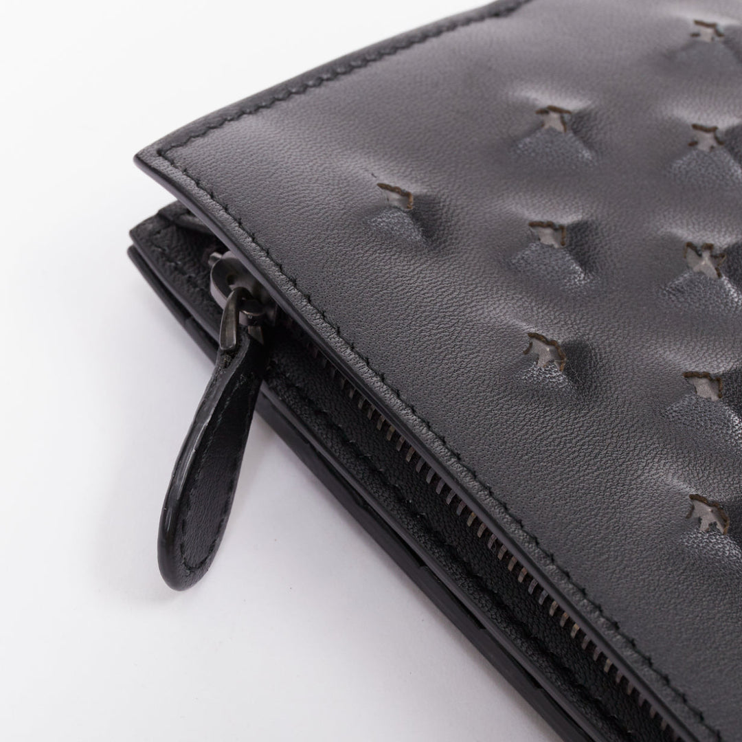 BOTTEGA VENETA black pierced stud details rectangular bifold purse wallet
