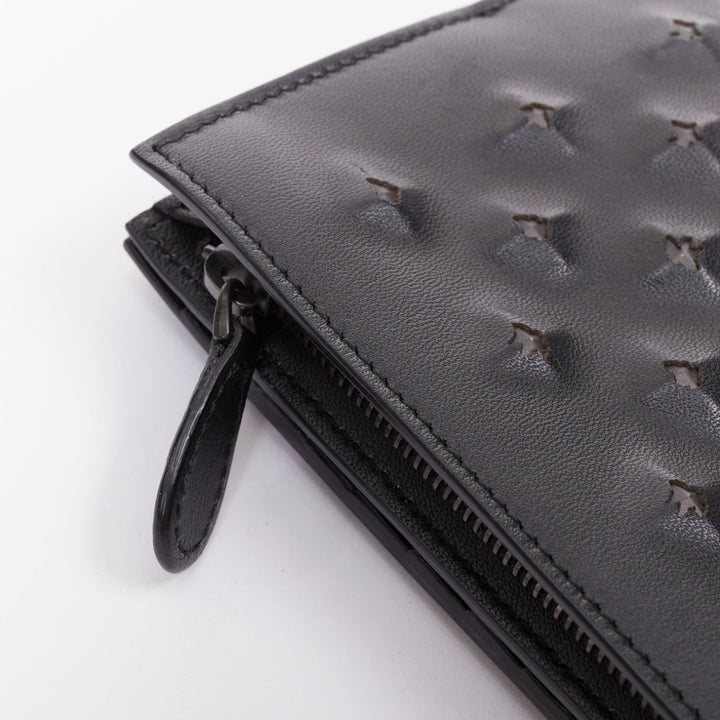 BOTTEGA VENETA black pierced stud details rectangular bifold purse wallet