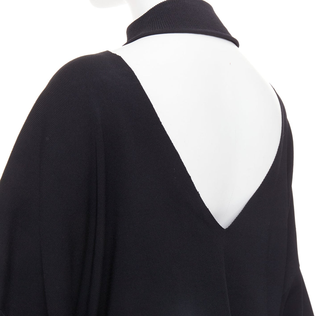 SOLACE LONDON Samara black viscose blend ruched sleeves cropped pullover UK8 S