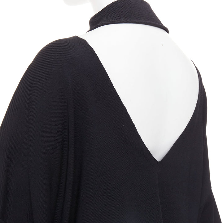 SOLACE LONDON Samara black viscose blend ruched sleeves cropped pullover UK8 S