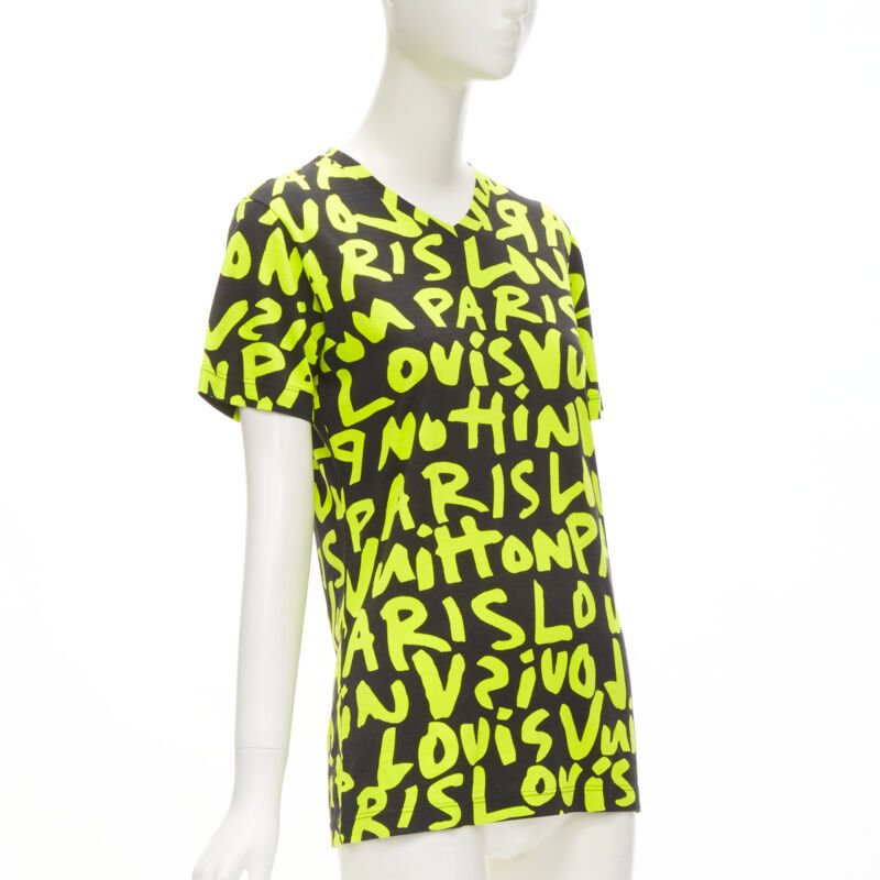 LOUIS VUITTON Stephen Sprouse Iconic Graffiti black neon yellow tshirt