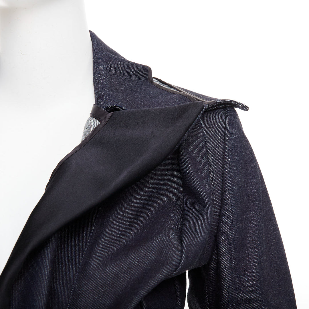 JUNYA WATANABE 2006 indigo blue denim scrunch gathered deconstructed blazer S