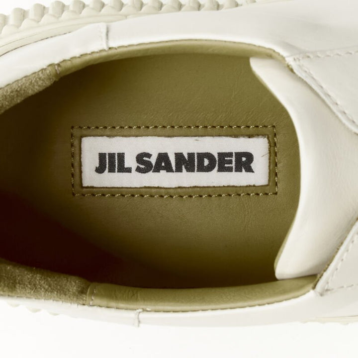 JIL SANDER light beige leather chunky rubber platform sole sneaker EU40