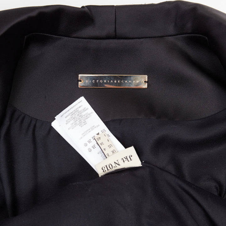 VICTORIA BECKHAM No.13 Runway black silk wool blend cape jacket UK8 S