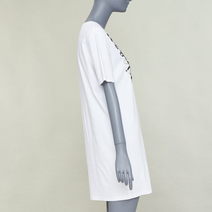 HERMES Mors et Gourmettes Equstrian silk applique cotton tshirt dress FR36 S