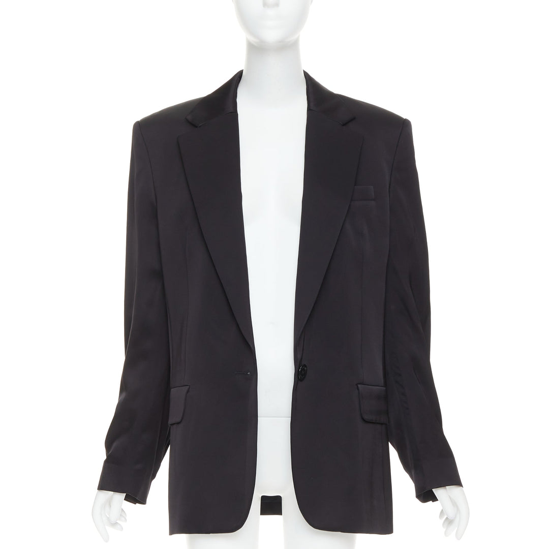 ALEXANDRE VAUTHIER black viscose flap pockets oversized blazer jacket FR40 L