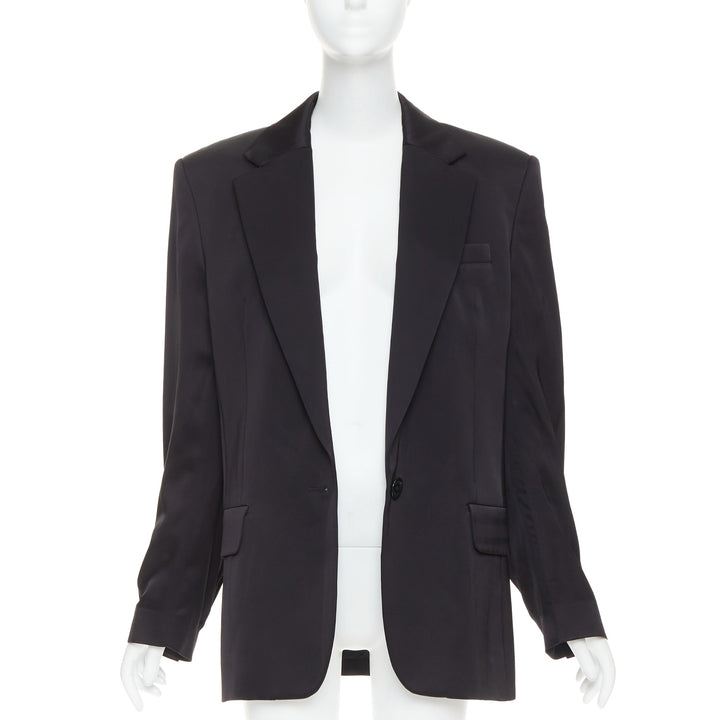 ALEXANDRE VAUTHIER black viscose flap pockets oversized blazer jacket FR40 L