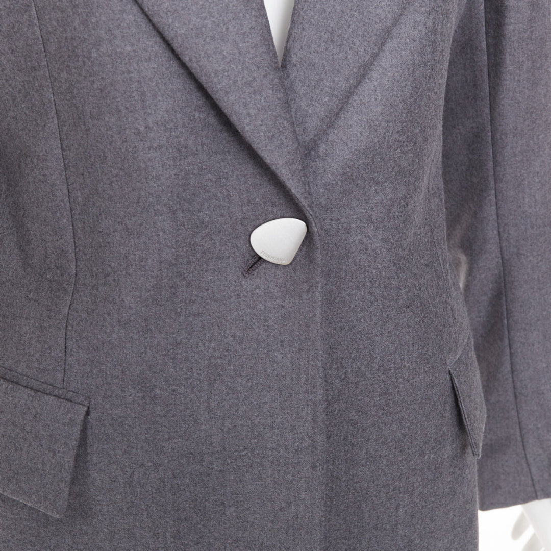 FERRAGAMO 2024 2024 grey virgin wool peak lapel power shoulder blazer IT40 S