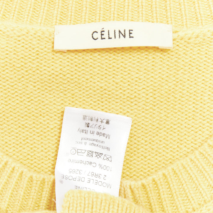 OLD CELINE Phoebe Philo yellow cashmere anagram logo sweater S