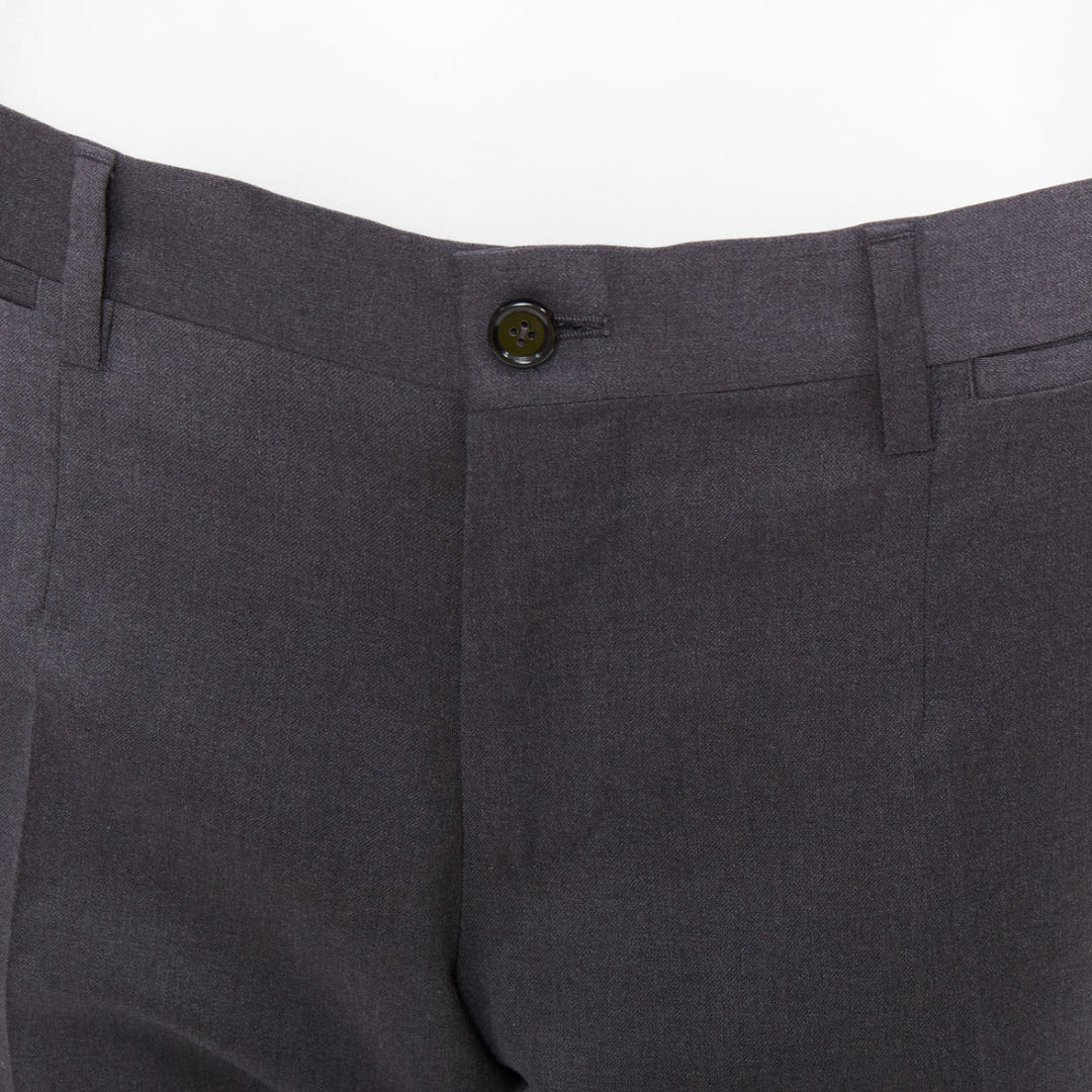 DOLCE GABBANA grey virgin wool blend mid waist cropped dress trousers IT44 XS