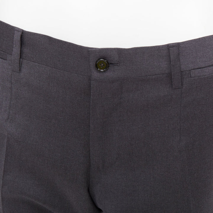 DOLCE GABBANA grey virgin wool blend mid waist cropped dress trousers IT44 XS