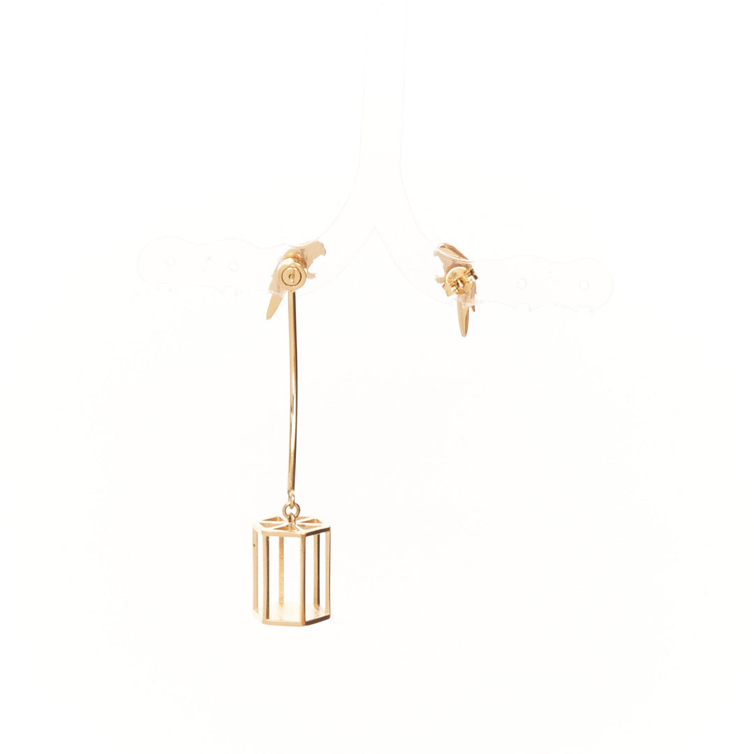 rare CELINE 2017 Phoebe Philo Animalerie Birdcage asymmetric drop stud earring