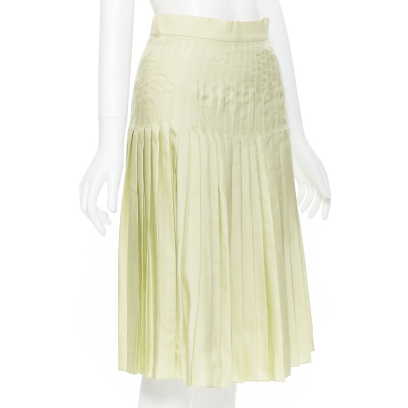 GIVENCHY TISCI 100% silk pastel green pleated knee length skirt IT38 25"