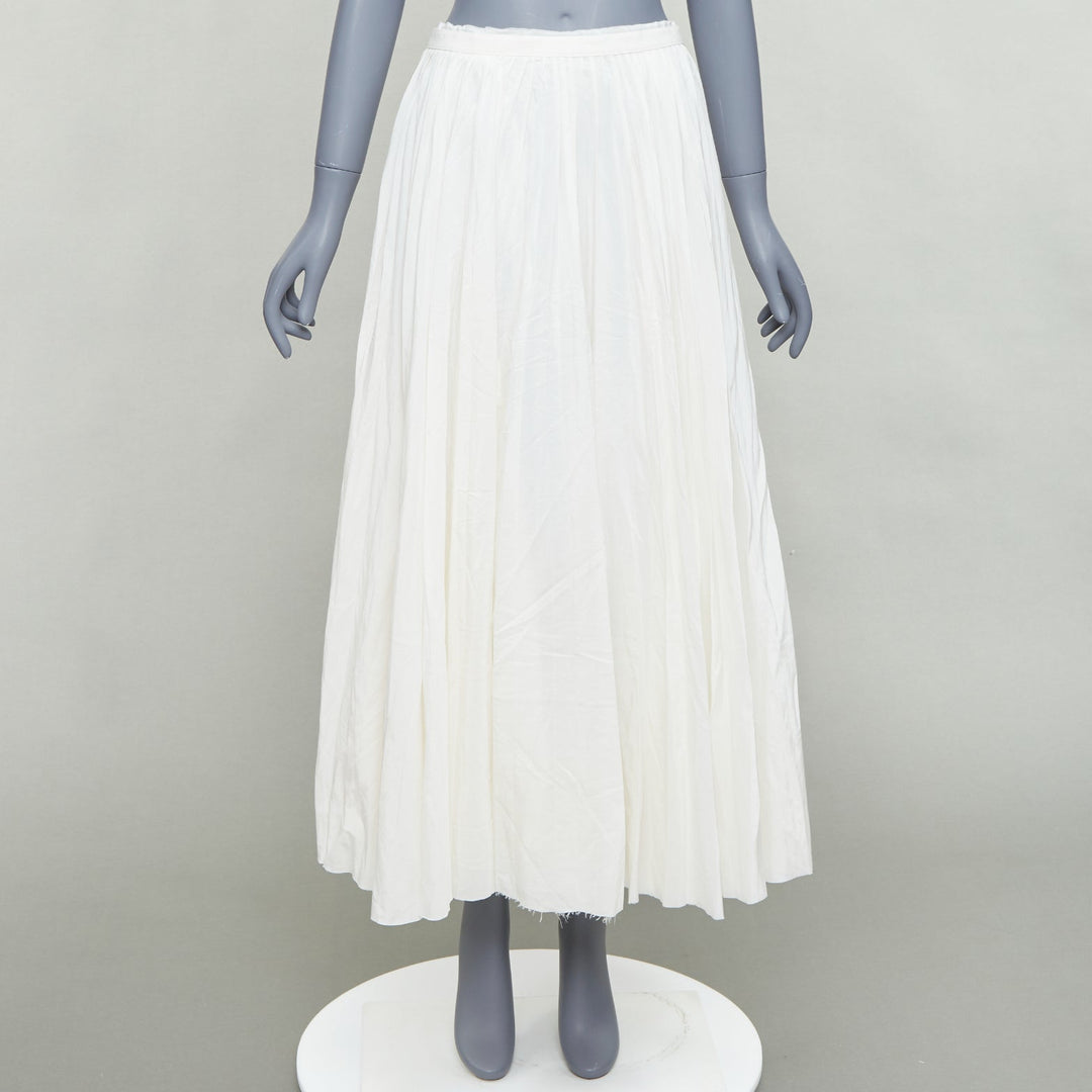 BOY BAND OF OUTSIDER white silk cotton pleated midi skirt US0 XS