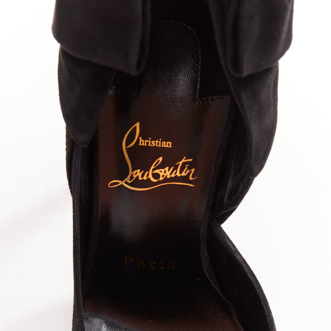 CHRISTIAN LOUBOUTIN Rabakate 100 Veau Velours black suede bow stiletto pump EU37