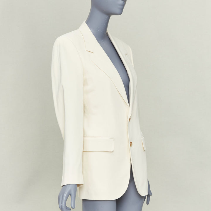 UMIT BENAN B+ off white wool blend handstitched blazer jacket IT38 XS