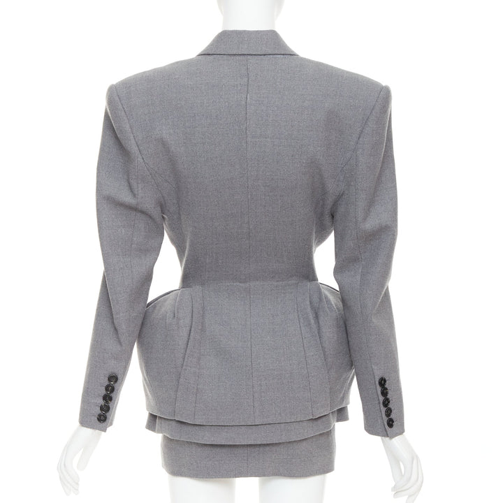 ALEXANDRE VAUTHIER COUTURE SS2022 Runway grey wasp waist padded hip jacket