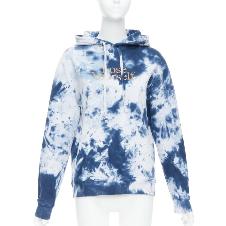 PACO RABANNE Lose Yourself blue cotton tie dye hoodie S