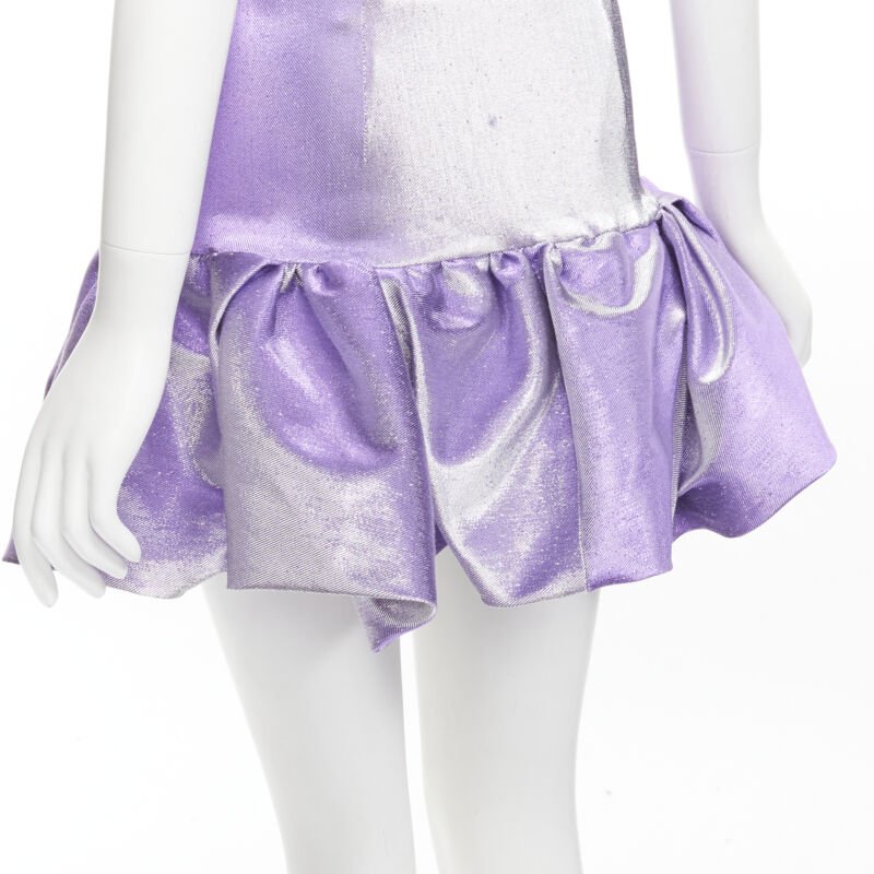 AREA purple metallic cotton blend high waisted puff short short skirt XS