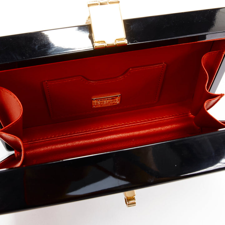 DOLCE GABBANA Queen of Hearts red black resin card print box shoulder bag