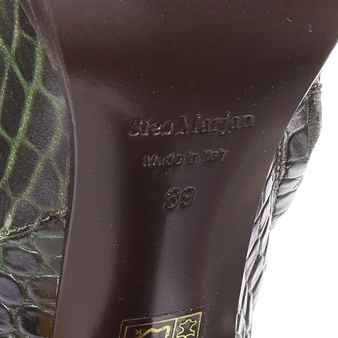 SIES MARJAN 2025 Naomy green croco embossed leather gold buckle ankle boots EU39