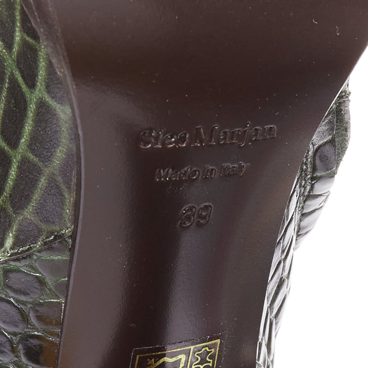 SIES MARJAN 2025 Naomy green croco embossed leather gold buckle ankle boots EU39