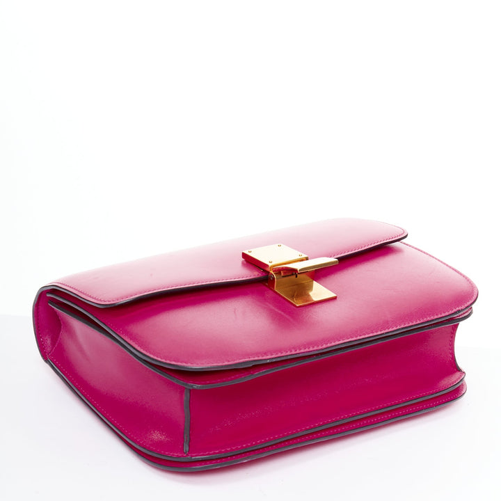 CELINE Phoebe Philo Medium Box hot pink calfskin leather crossbody bag