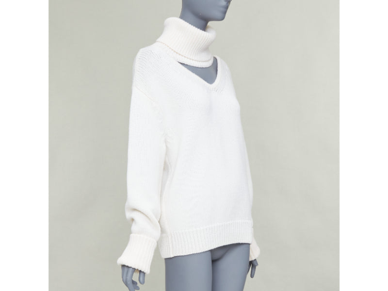 MONSE 100% wool cream deconstructed cut out turtleneck sweater XS
