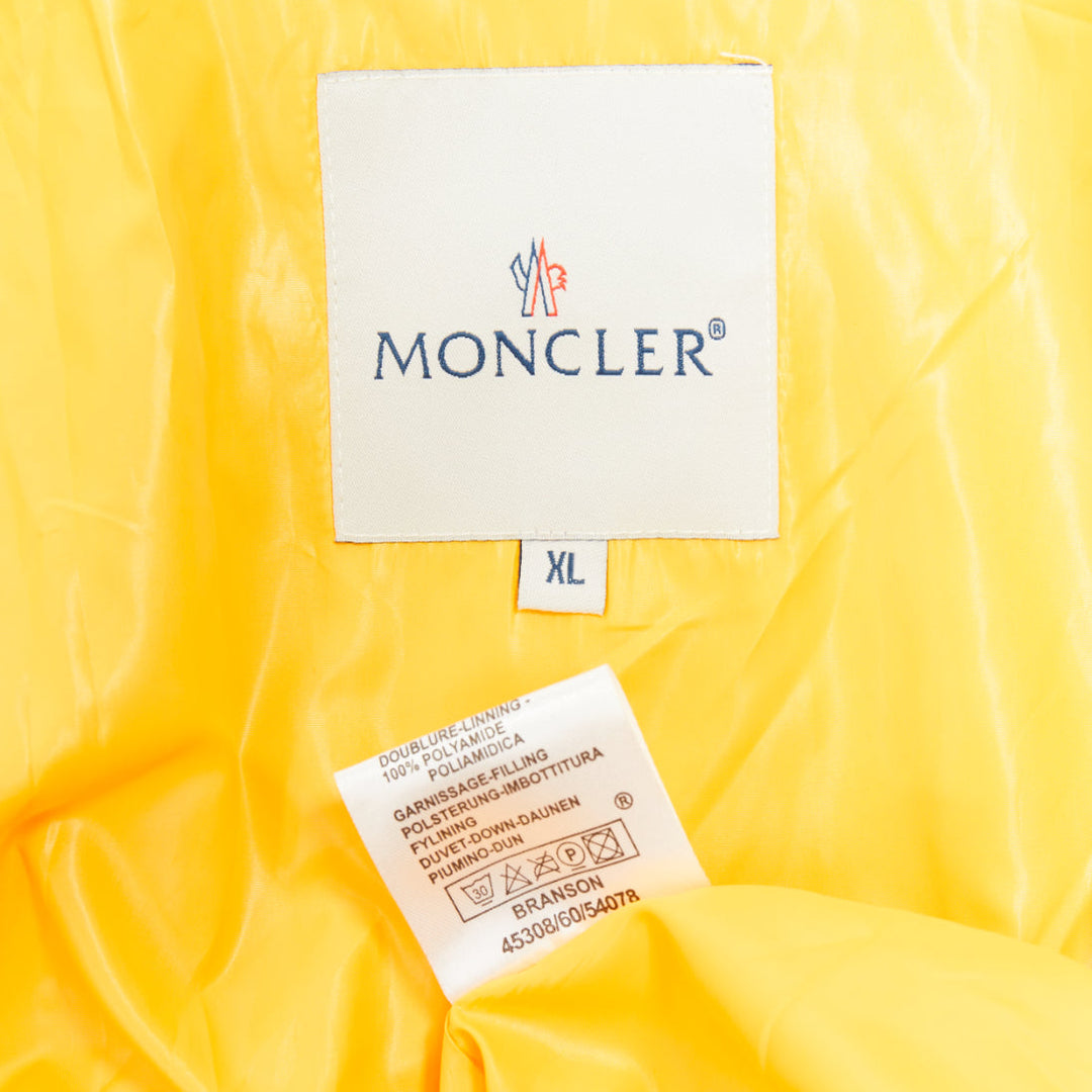 MONCLER sunshine yellow nylon patch logo technical packable rain parka XL