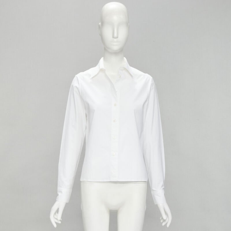 JEAN PAUL GAULTIER white cotton high low hem button up shirt FR38 S