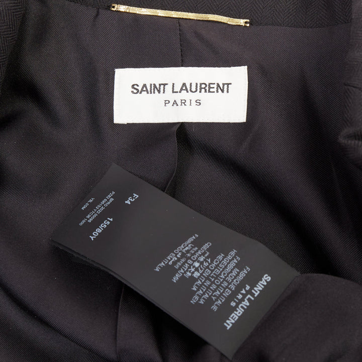 SAINT LAURENT 2022 black wool padded shoulder lapel blazer jumpsuit FR34 XS