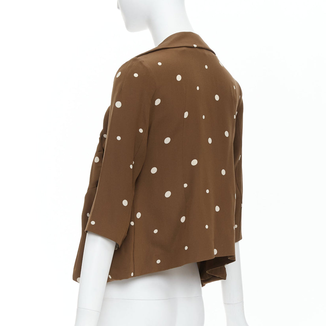 MARNI  100% silk brown grey polka dot print relaxed blazer IT36 XXS