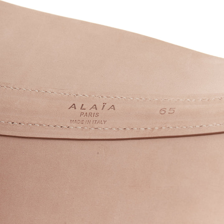 ALAIA black leather slim closure wide statement corset cinch belt 65cm