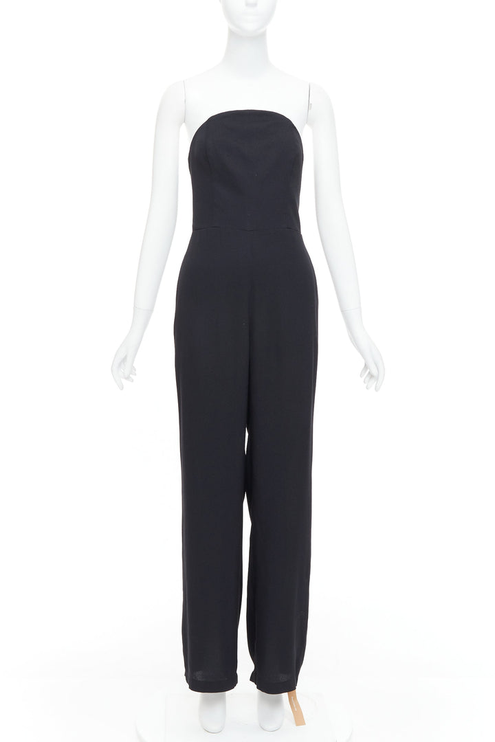 REFORMATION Lela black viscose blend strapless wide leg jumpsuit US2 S