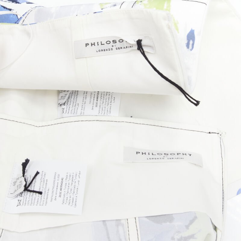 PHILOSOPHY DI LORENZO SERAFINI white painr splatter print corset top IT40 XS