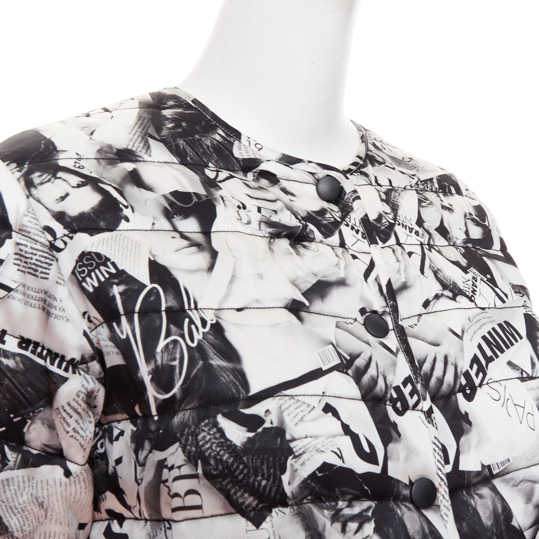 BALENCIAGA Demna 2019 black white magazine tabloid print padded coat FR34 XS
