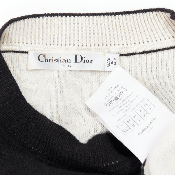 CHRISTIAN DIOR JADIOR 8 black cashmere blend pullover sweater FR36 S
