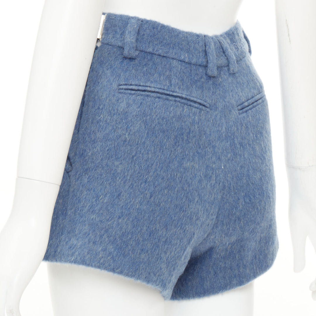 GUCCI 2024 textured wool mohair blend high waist tailored formal shorts IT38 XS