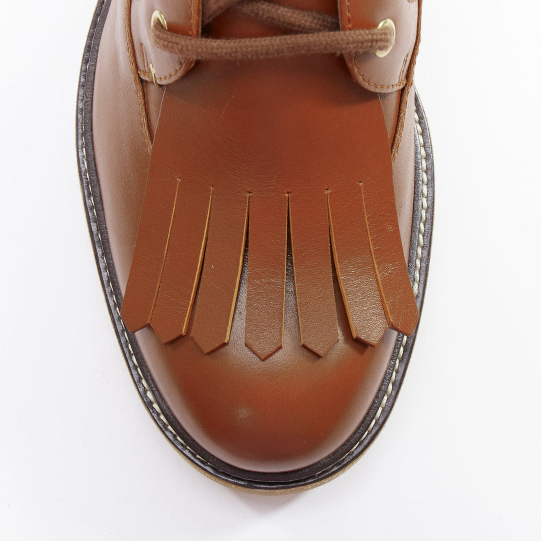 CHLOE Franne khaki fabric trimmed brown combat ankle boots EU40