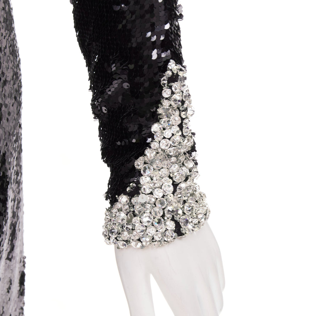 ALEXANDRE VAUTHIER COUTURE SS2021 black sequin silver crystal one shoulder dress