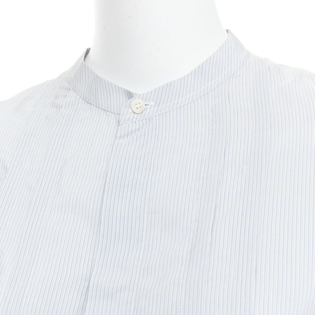 CHRISTIAN DIOR blue 100% silk CD bee embroidery button down shirt dress FR36 S