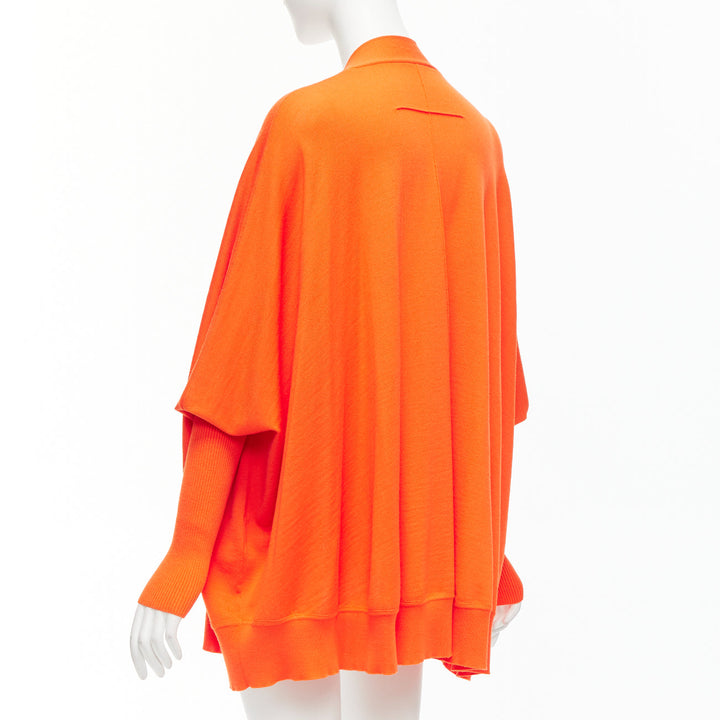 GIVENCHY 100% wool orange draped batwing ribbed sleeves relaxed cardigan M